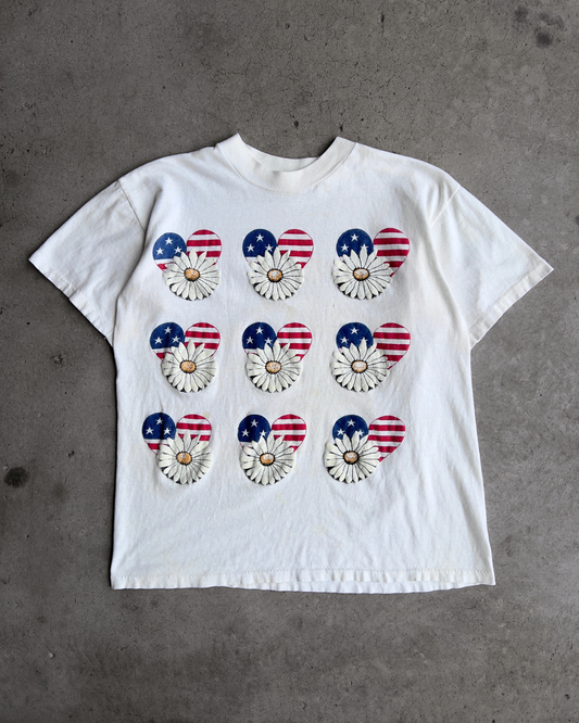 1970s American Flag Flower Hearts Tee  - Shop ThreadCount Vintage Co.