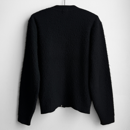 1960s Black & Grey Check Zip Up Cardigan