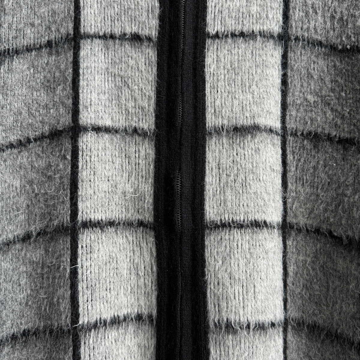 1960s Black & Grey Check Zip Up Cardigan