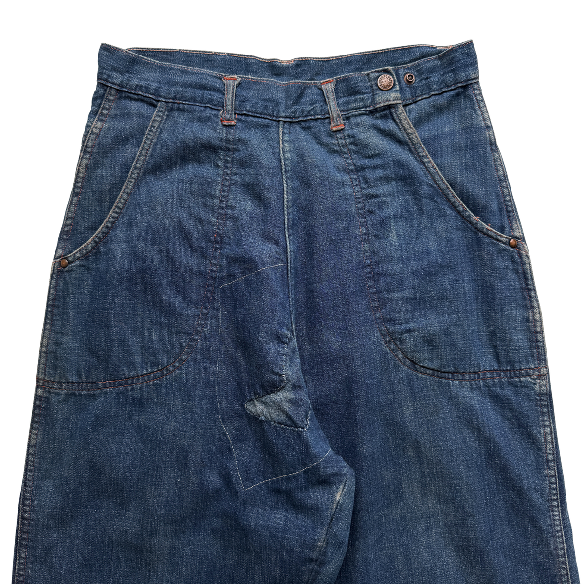 1950s Side Zip Single Pocket Denim Jeans (28)