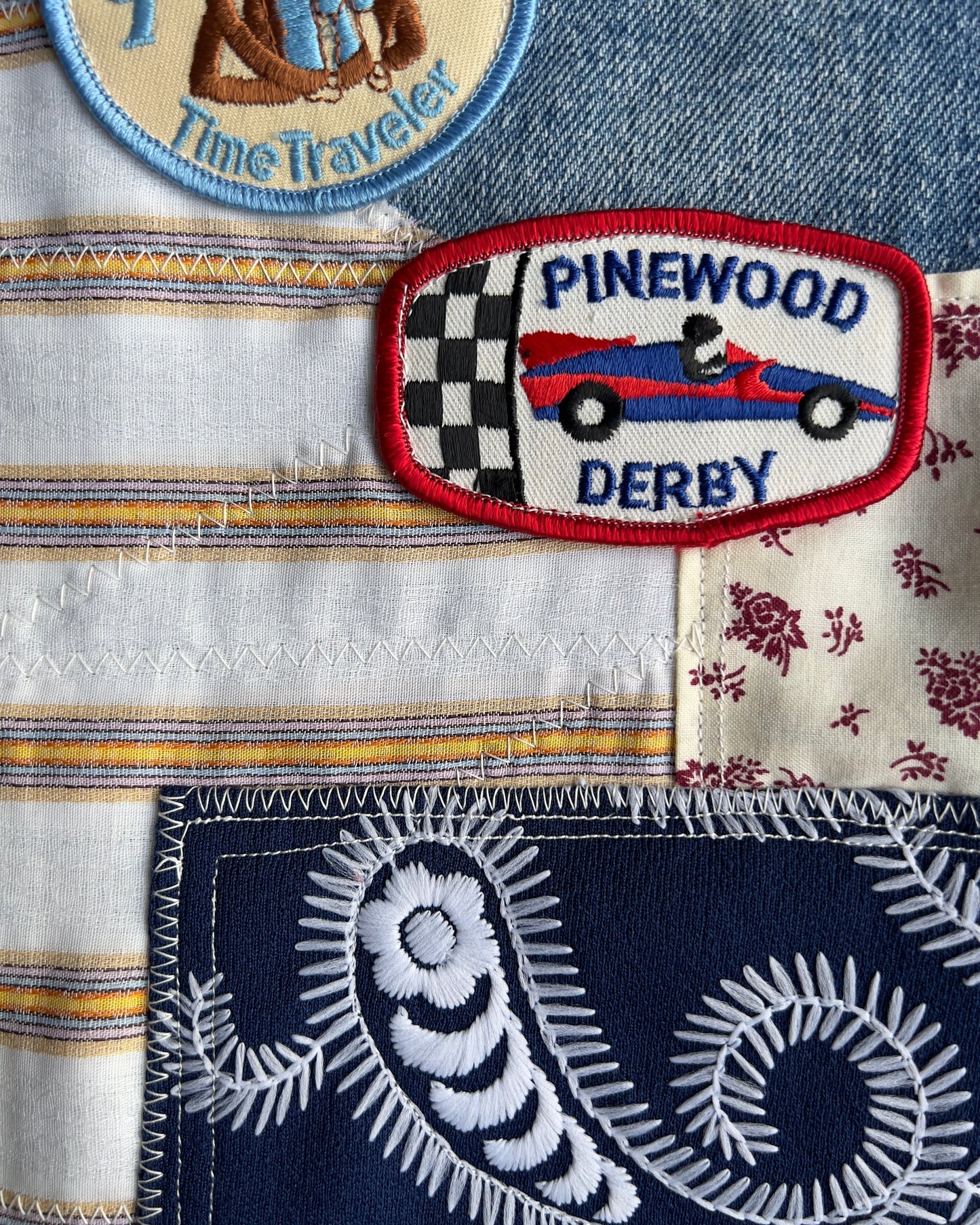 Vintage Summertime Derby Patchwork Jean Shorts  - Shop ThreadCount Vintage Co.