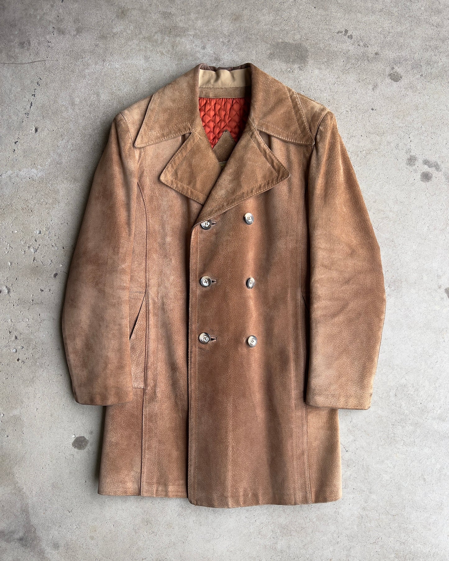 1960s Double Breasted Genuine Suede Leather Coat  - Shop ThreadCount Vintage Co.
