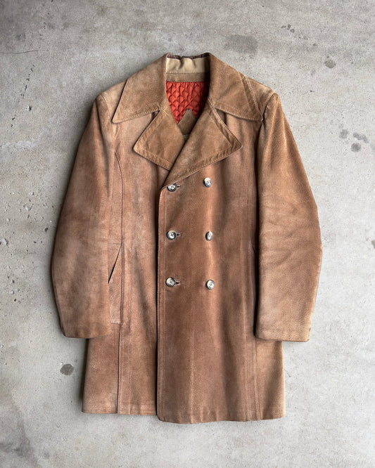1960s Double Breasted Genuine Suede Leather Coat  - Shop ThreadCount Vintage Co.