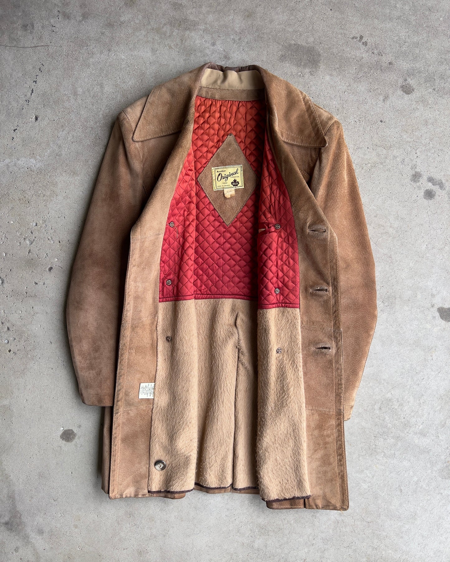 Vintage 1960s Double Breasted Genuine Suede Leather Coat - Shop ThreadCount Vintage Co.