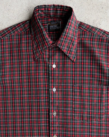 1970s Red Plaid Short Sleeve Button Up Shirt  - Shop ThreadCount Vintage Co.