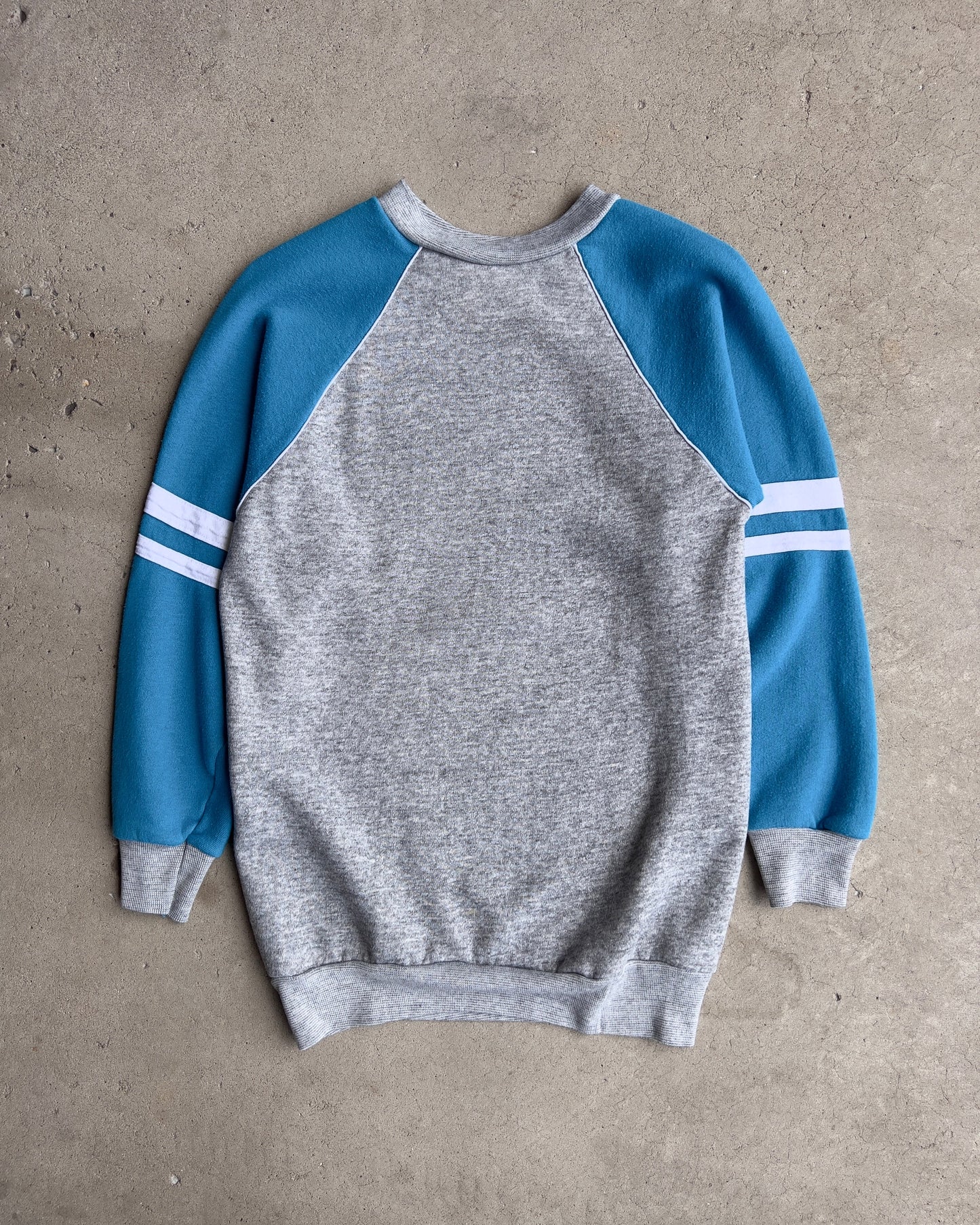 Vintage 1980s Blue & Grey Ringer Raglan Sweatshirt  - Shop ThreadCount Vintage Co.