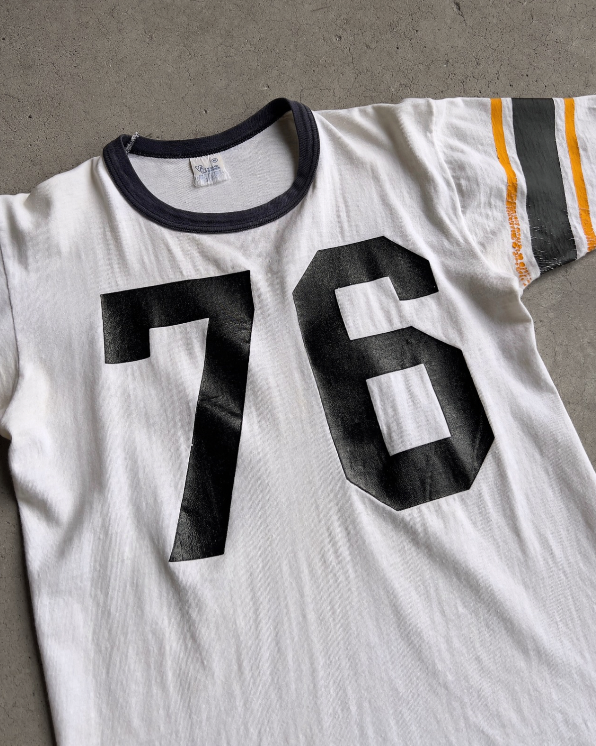 Vintage 1960s White & Navy ‘76’ Cotton Football Jersey Tee  - Shop ThreadCount Vintage Co.