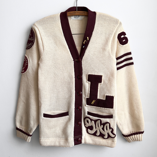 Vintage 1960s Leyden East Chicago Volleyball Letterman Cardigan  - Shop ThreadCount Vintage Co.