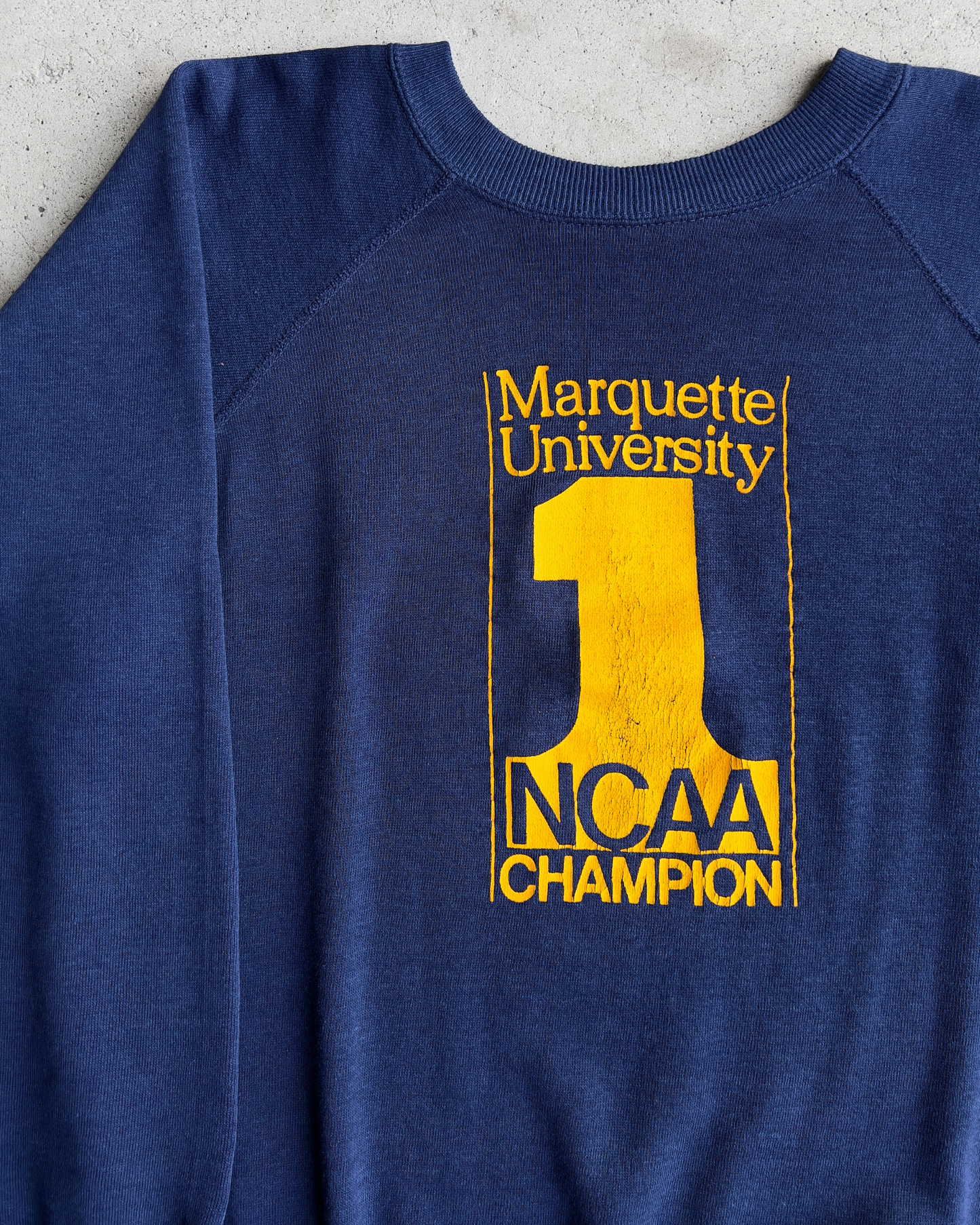 Vintage 1977 Marquette University Basketball NCAA Champions Navy Sweatshirt  - Shop ThreadCount Vintage Co.