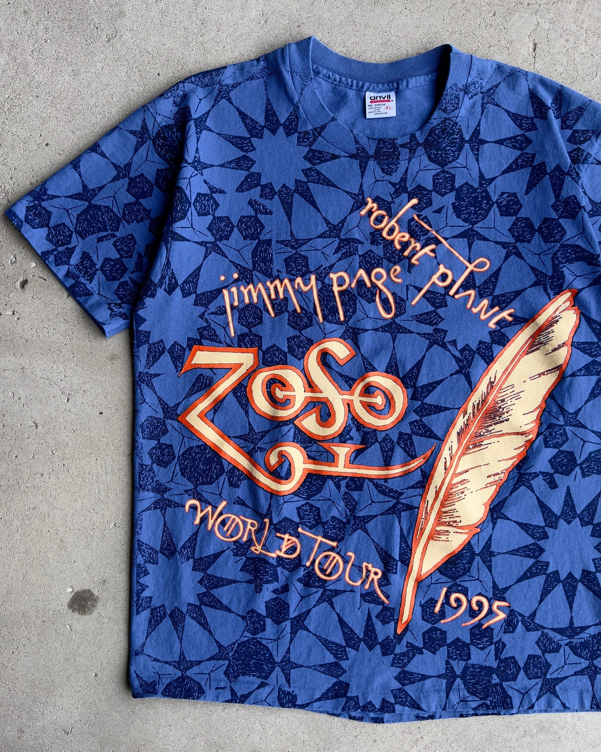 Vintage 1995 Page & Plant Zoso World Tour Kaleidoscope AOP Tee  - Shop ThreadCount Vintage Co.