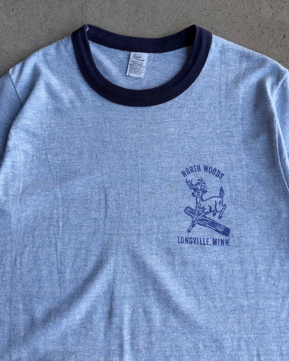 1970s North Woods Longville Minnesota Blue Ringer Tee  - Shop ThreadCount Vintage Co.