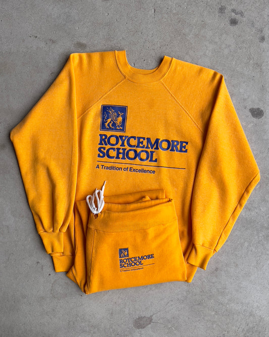 Vintage 1980s Roycemore School Yellow Sweatshirt & Sweatpants Set  - Shop ThreadCount Vintage Co.