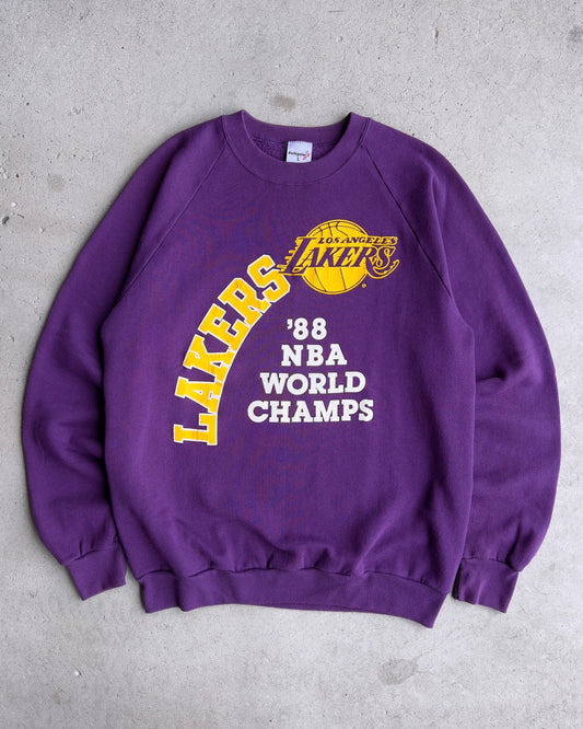 Vintage 1988 Los Angeles Lakers NBA World Champs Raglan Sweatshirt  - Shop ThreadCount Vintage Co.