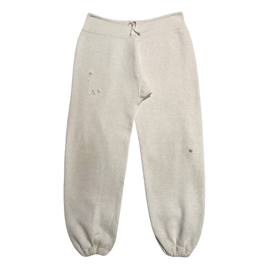 1950s White Cotton Expansion Gusset Sweatpants (M)