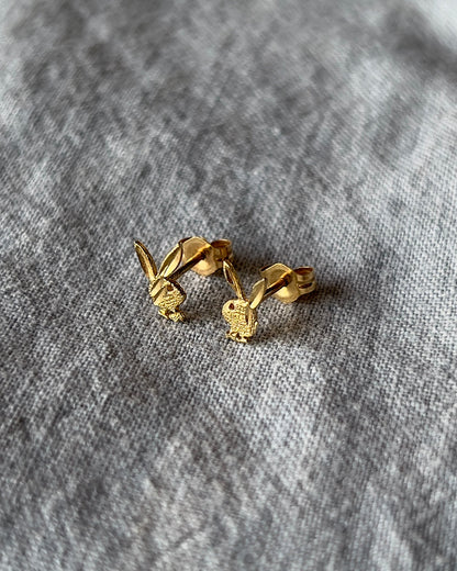 Vintage 1980s Playboy Bunny 14k Yellow Gold Stud Earrings  - Shop ThreadCount Vintage Co.