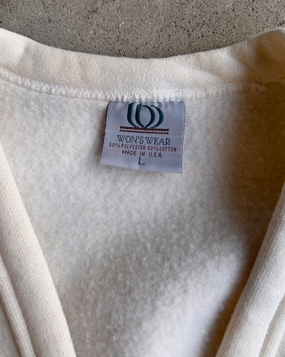 Vintage 1990s Off White Heavy Cotton Fleece Cardigan  - Shop ThreadCount Vintage Co.