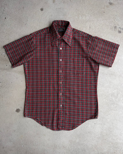 1970s Red Plaid Short Sleeve Button Up Shirt  - Shop ThreadCount Vintage Co.