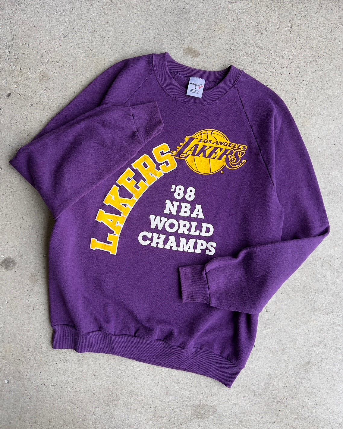 Vintage 1988 Los Angeles Lakers NBA World Champs Raglan Sweatshirt  - Shop ThreadCount Vintage Co.