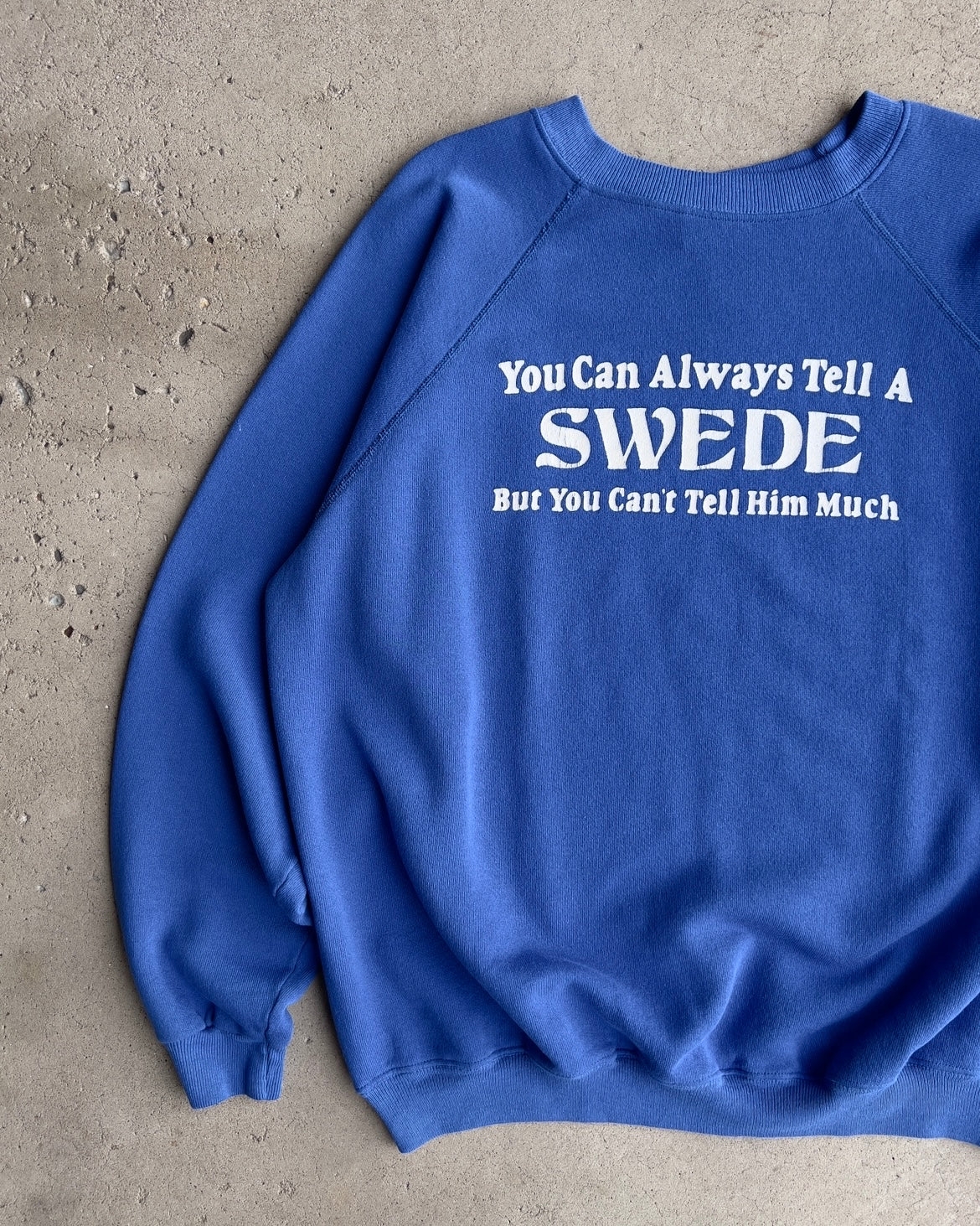 Vintage 1980s You Can Always Tell A Swede Raglan Sweatshirt  - Shop ThreadCount Vintage Co.