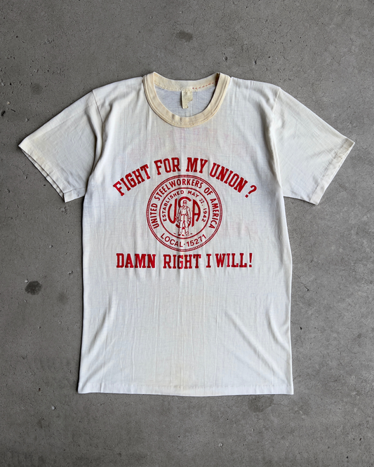Vintage 1970s Fight For My Union United Steelworkers Protest Tee  - Shop ThreadCount Vintage Co.