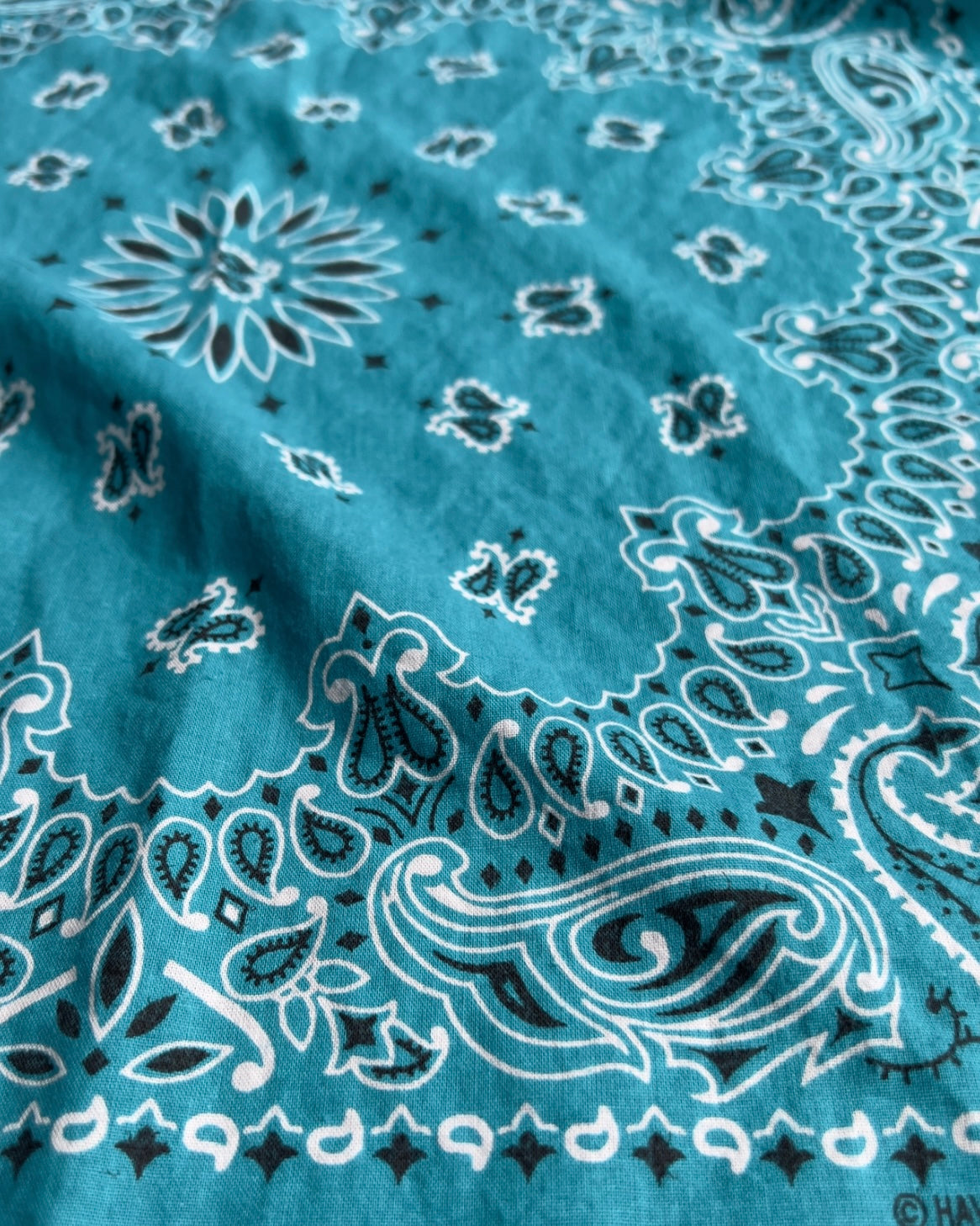 Vintage 1980s Turquoise Blue Paisley Print Bandana  - Shop ThreadCount Vintage Co.