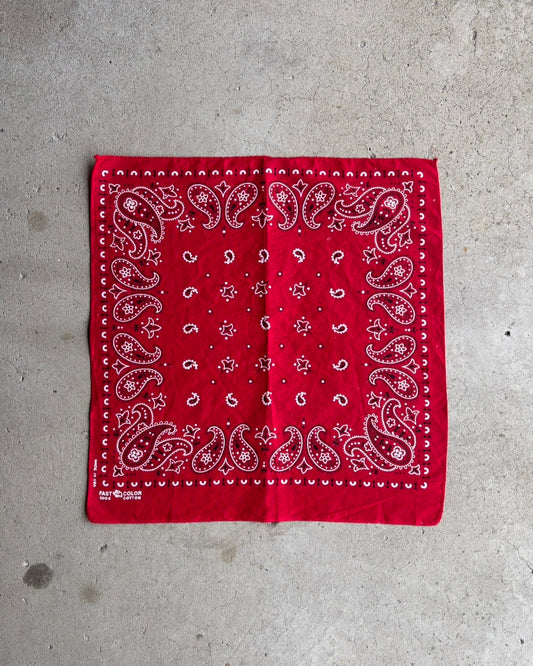 Vintage 1960s Red Paisley Print Cotton Bandana  - Shop ThreadCount Vintage Co.