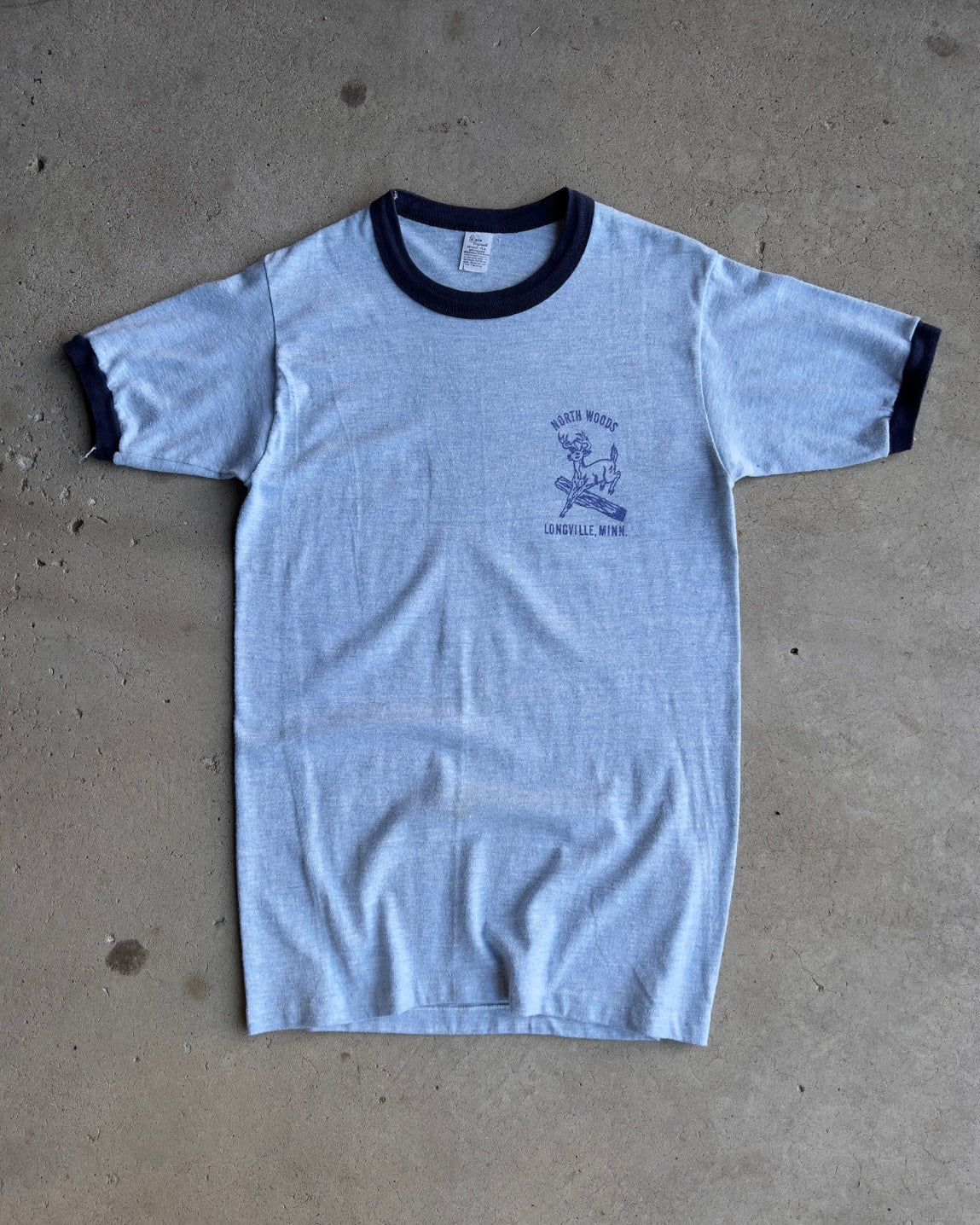 1970s North Woods Longville Minnesota Blue Ringer Tee  - Shop ThreadCount Vintage Co.