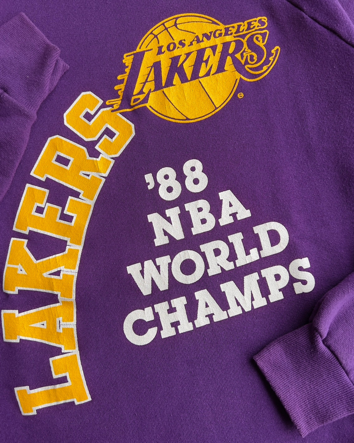 Vintage 1988 Los Angeles Lakers NBA World Champs Raglan Sweatshirt  - Shop ThreadCount Vintage Co.