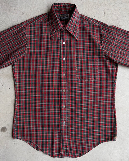 1970s Red Plaid Short Sleeve Button Up Shirt  - Shop ThreadCount Vintage Co.