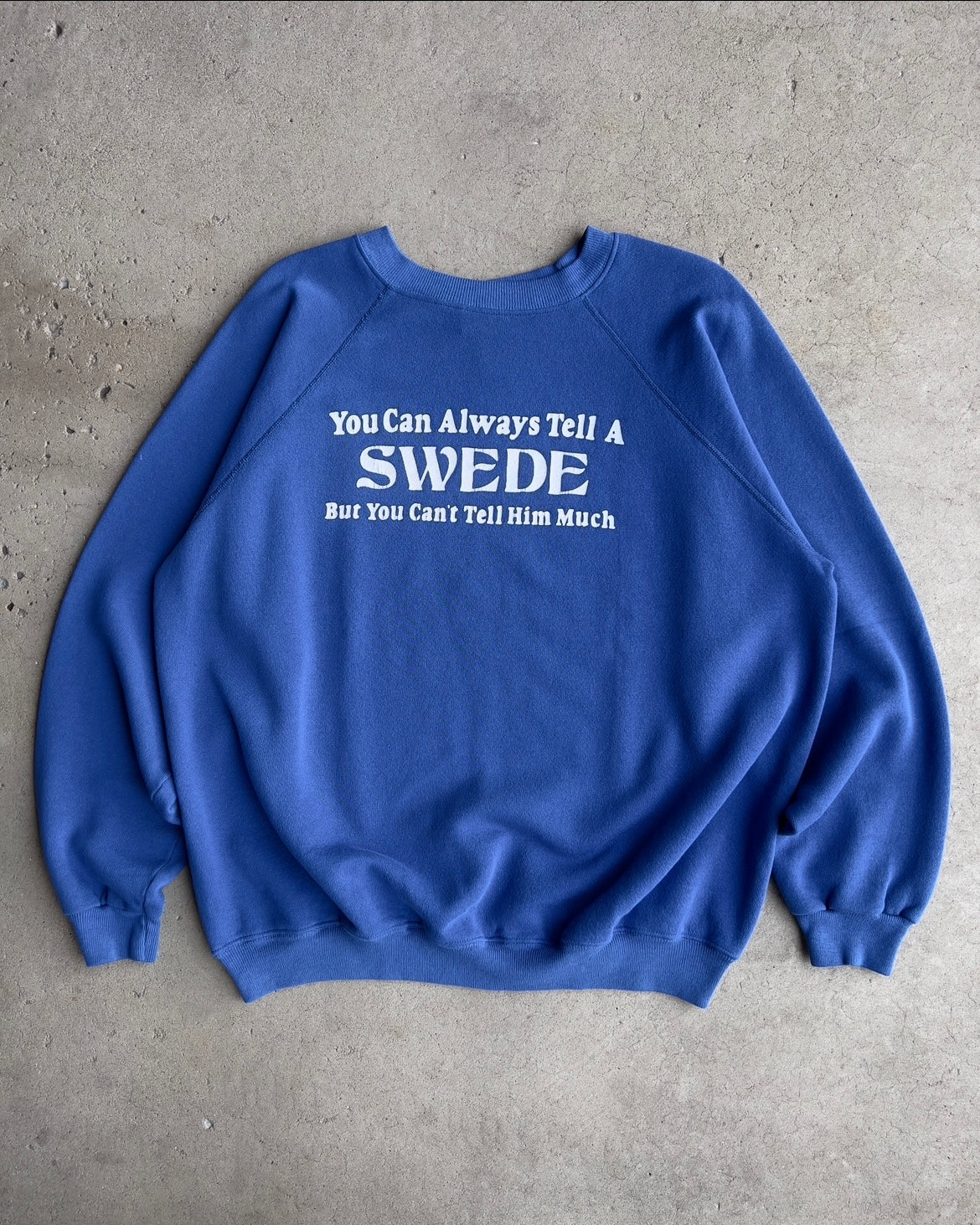 Vintage 1980s You Can Always Tell A Swede Raglan Sweatshirt  - Shop ThreadCount Vintage Co.