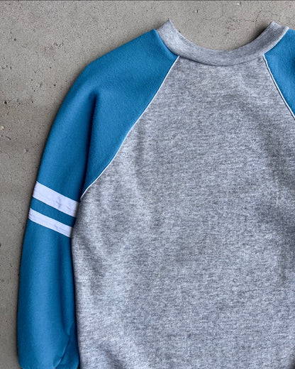 Vintage 1980s Blue & Grey Ringer Raglan Sweatshirt  - Shop ThreadCount Vintage Co.