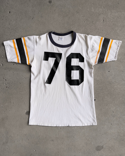 Vintage 1960s White & Navy ‘76’ Cotton Football Jersey Tee  - Shop ThreadCount Vintage Co.