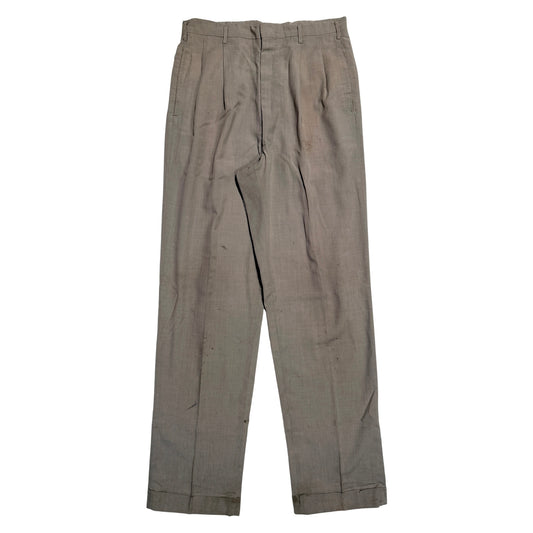 1950s Grey Rayon Drop Loop Dress Pants (32)