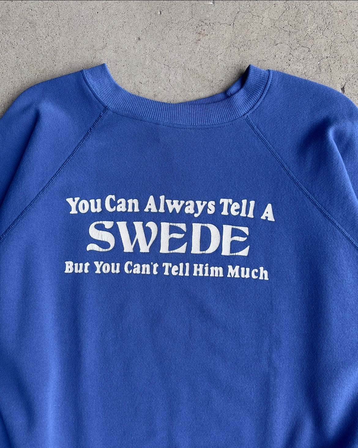 Vintage 1980s You Can Always Tell A Swede Raglan Sweatshirt  - Shop ThreadCount Vintage Co.