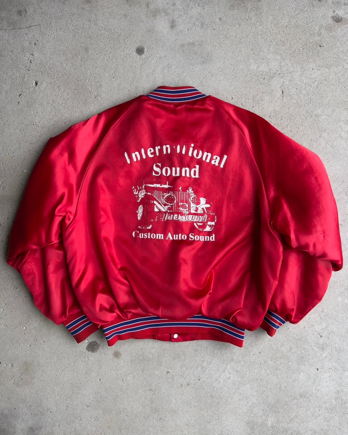 Vintage 1980s International Sound Red Bomber Jacket  - Shop ThreadCount Vintage Co.