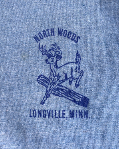 1970s North Woods Longville Minnesota Blue Ringer Tee  - Shop ThreadCount Vintage Co.