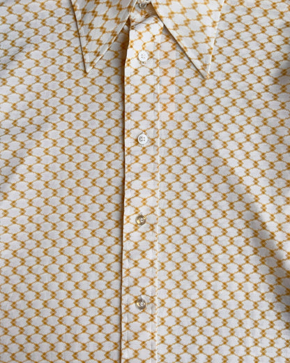 Vintage 1970s Orange & White Static Patterned Disco Dress Shirt  - Shop ThreadCount Vintage Co.