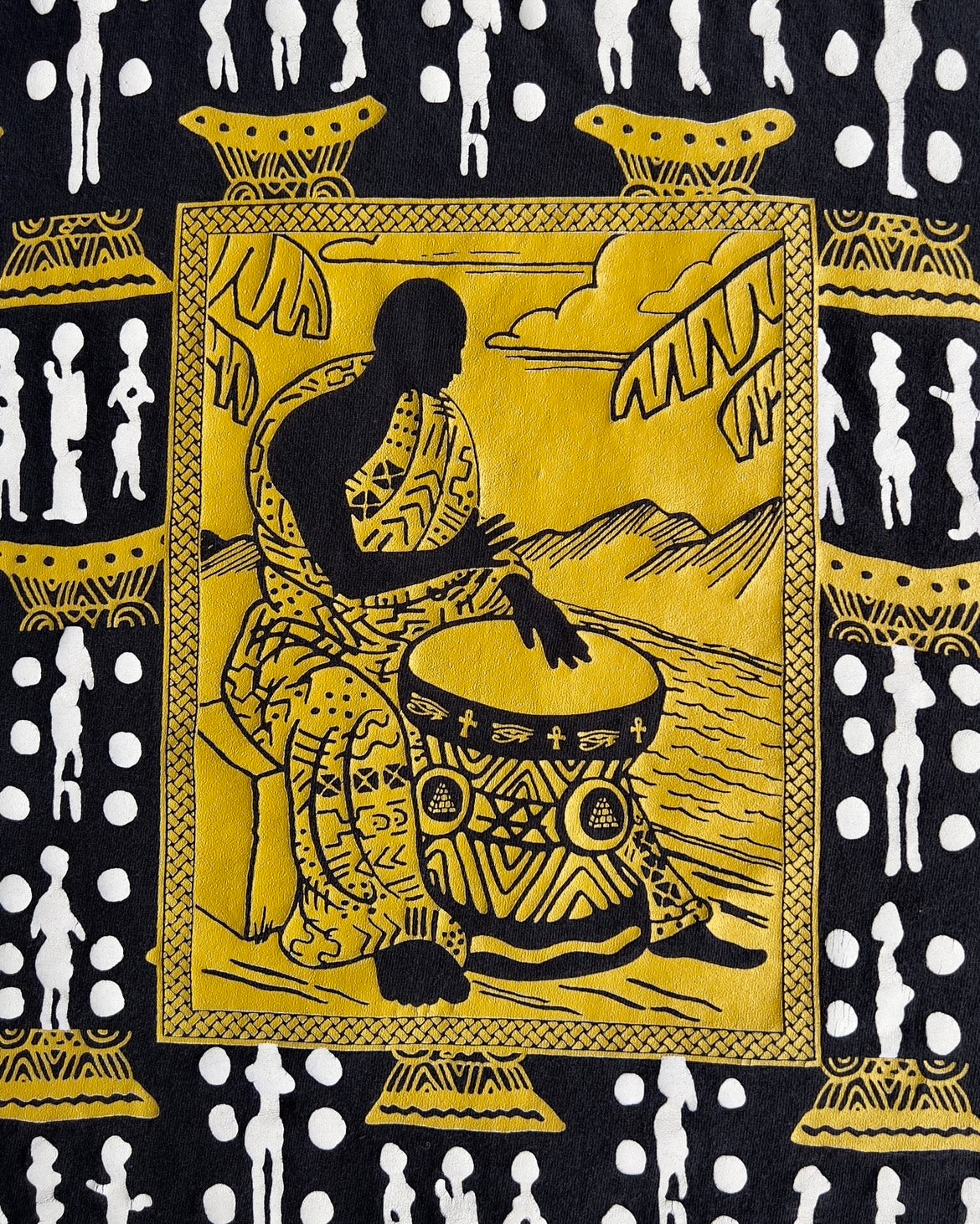 Vintage 1990s African American Culturewear Drummer AOP Tee  - Shop ThreadCount Vintage Co.