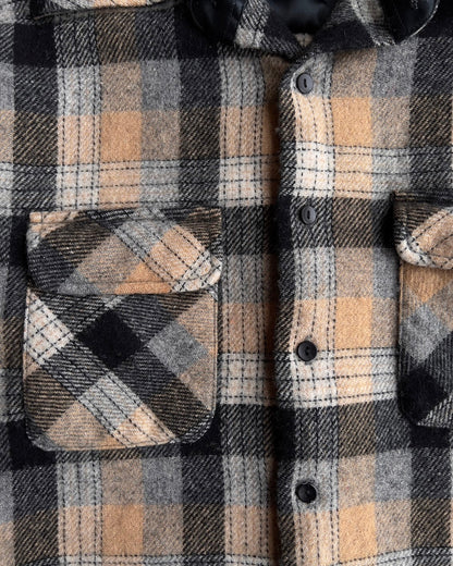 1970s Tan & Black Acrylic Plaid Flannel Shirt  - Shop ThreadCount Vintage Co.