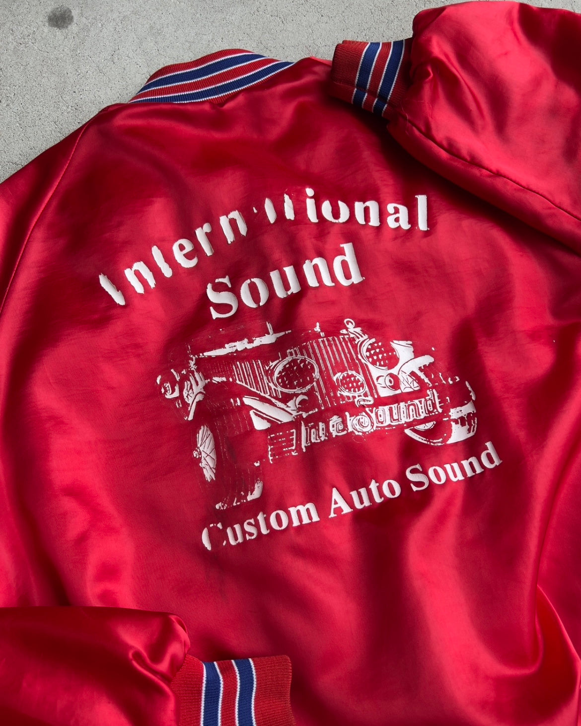 Vintage 1980s International Sound Red Bomber Jacket  - Shop ThreadCount Vintage Co.