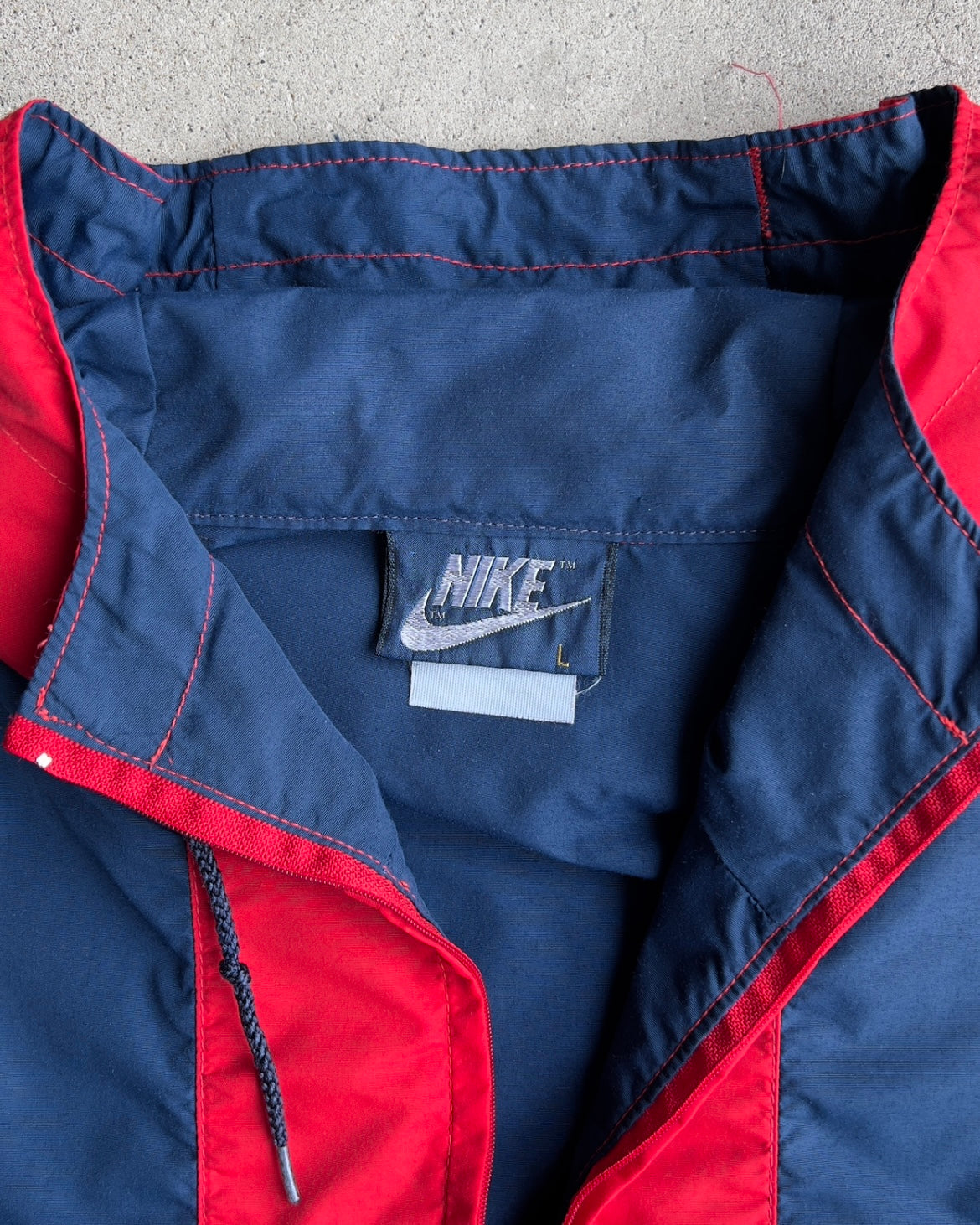 Vintage 1980s Nike Navy & Red Light Track Jacket  - Shop ThreadCount Vintage Co.