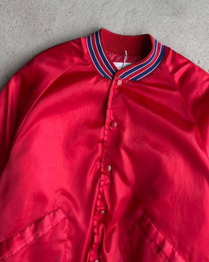 1980s International Sound Red Satin Bomber Jacket  - Shop ThreadCount Vintage Co.