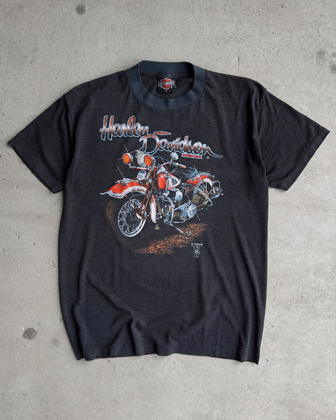 Vintage 1989 Harley Davidson Ride The Strip 3D Emblem Tee  - Shop ThreadCount Vintage Co.