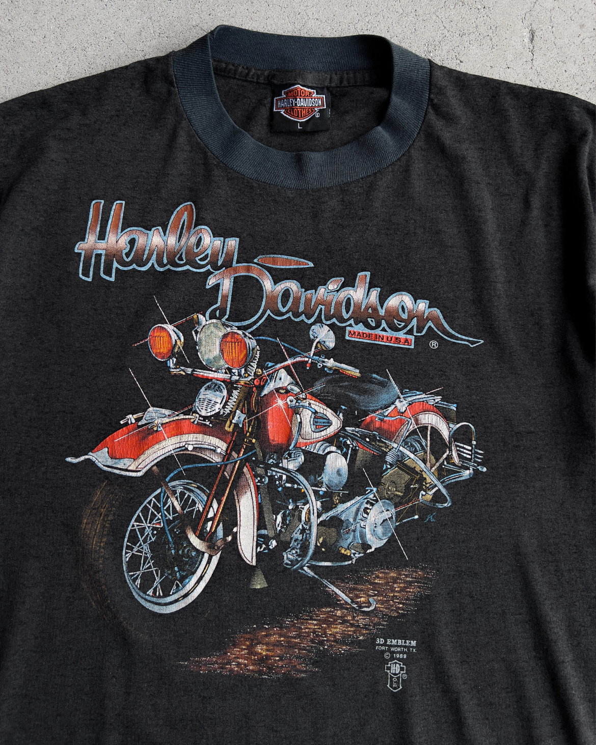 Vintage 1989 Harley Davidson Ride The Strip 3D Emblem Tee  - Shop ThreadCount Vintage Co.