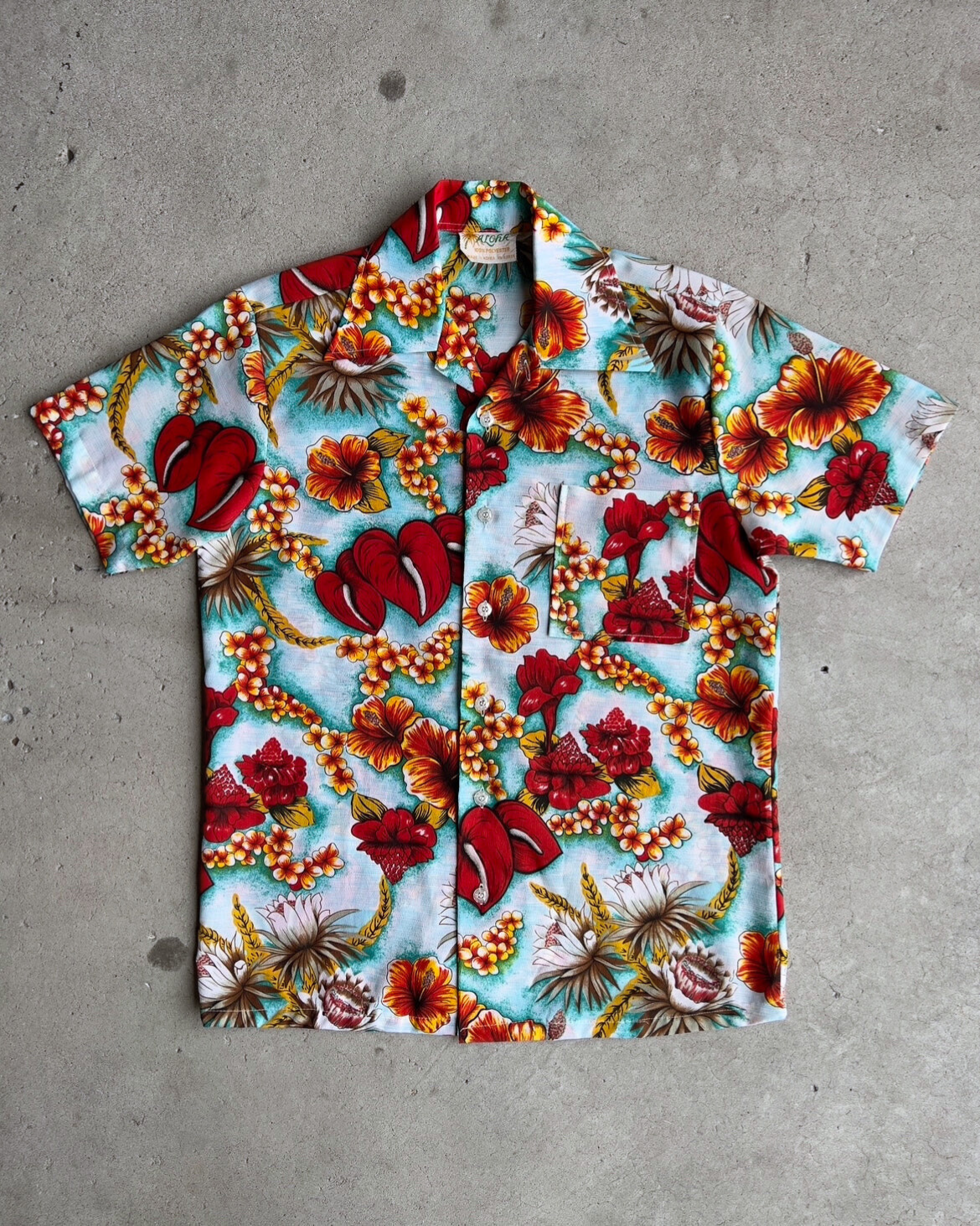 Vintage 1960s Red Hibiscus Floral Aloha Hawaiian Shirt  - Shop ThreadCount Vintage Co.