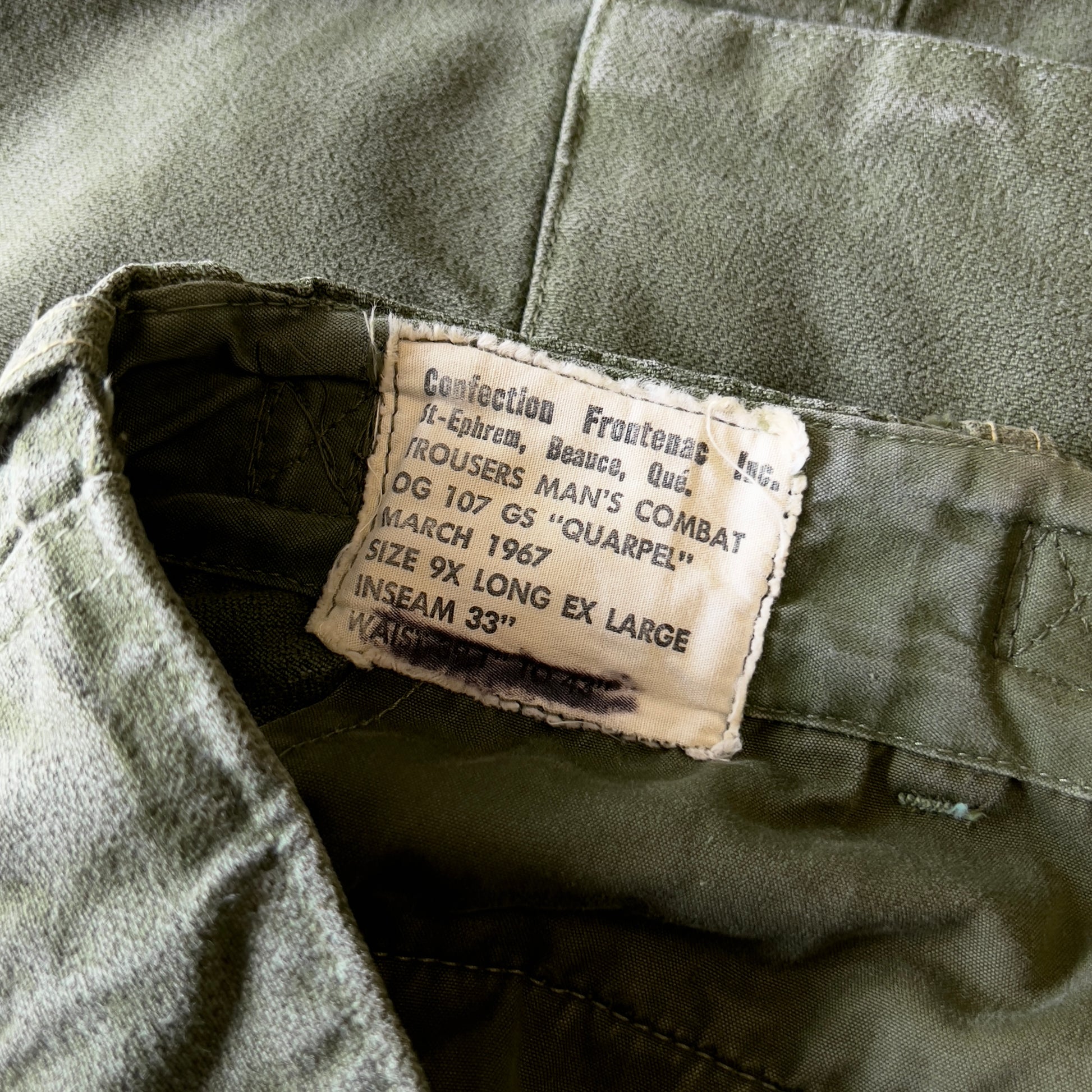 Vintage 1960s Canadian Army OG 107 Cold Weather Pants  - Shop ThreadCount Vintage Co.