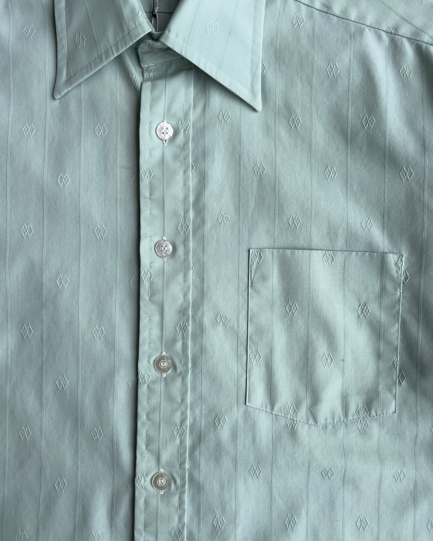 1970s Green Monogram Pattern Dress Shirt  - Shop ThreadCount Vintage Co.