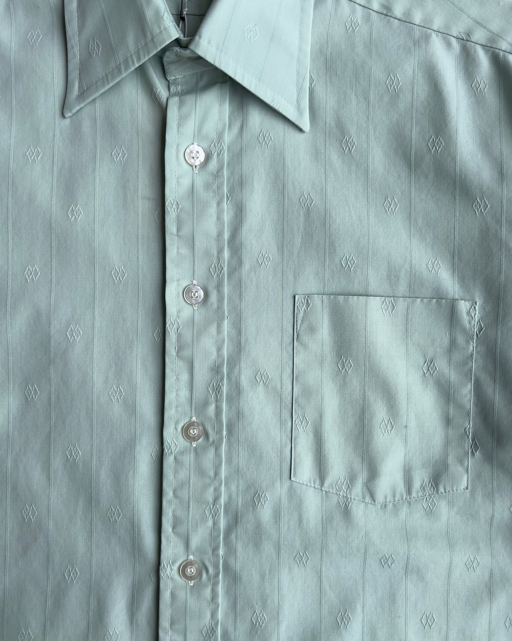 1970s Green Monogram Pattern Dress Shirt  - Shop ThreadCount Vintage Co.
