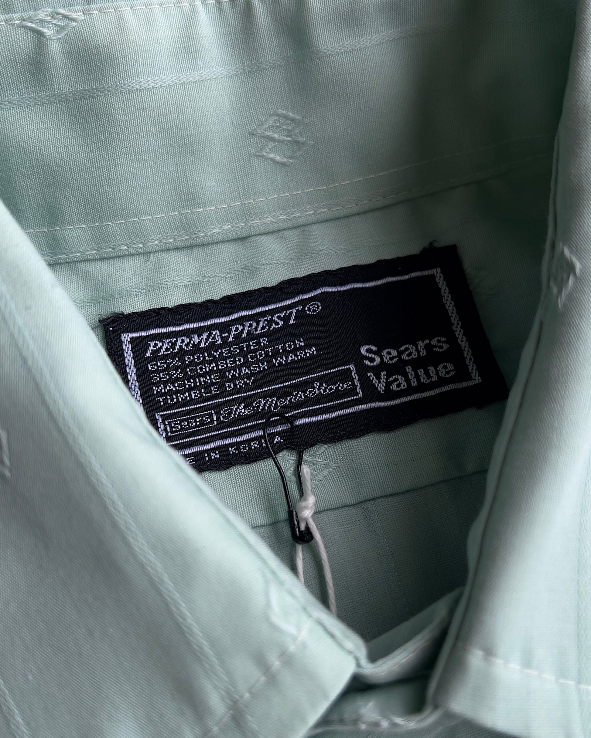 1970s Green Monogram Pattern Dress Shirt  - Shop ThreadCount Vintage Co.
