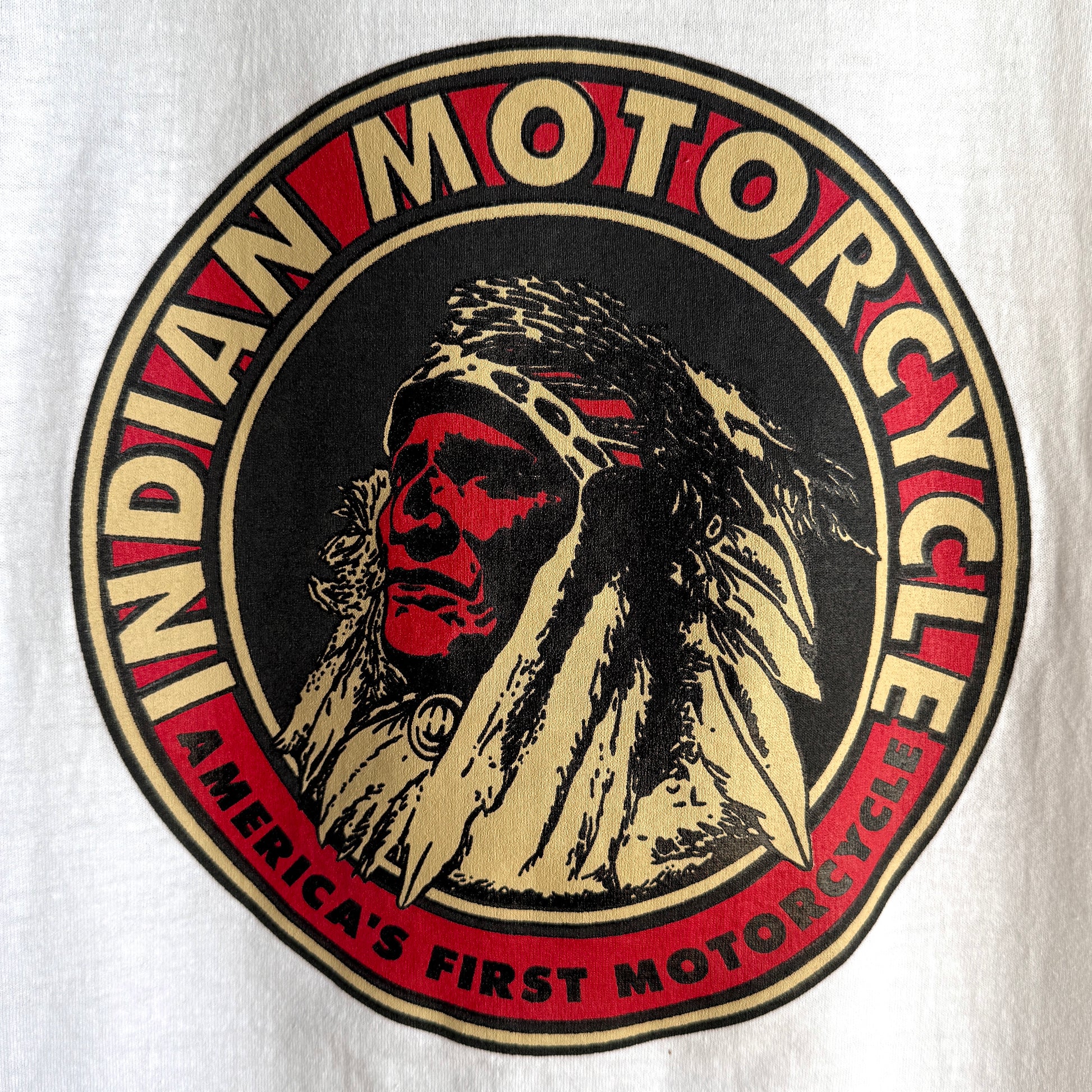 Vintage 1990s Indian Motorcycles Chief Head White Graphic Tee  - Shop ThreadCount Vintage Co.
